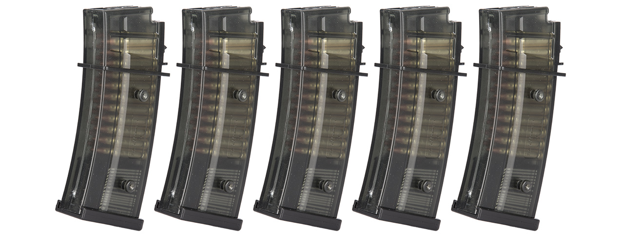 ARES-MAG-B006 5 PACK 45 ROUND LOW CAPACITY AIRSOFT G36 MAGAZINES (BLACK) - Click Image to Close