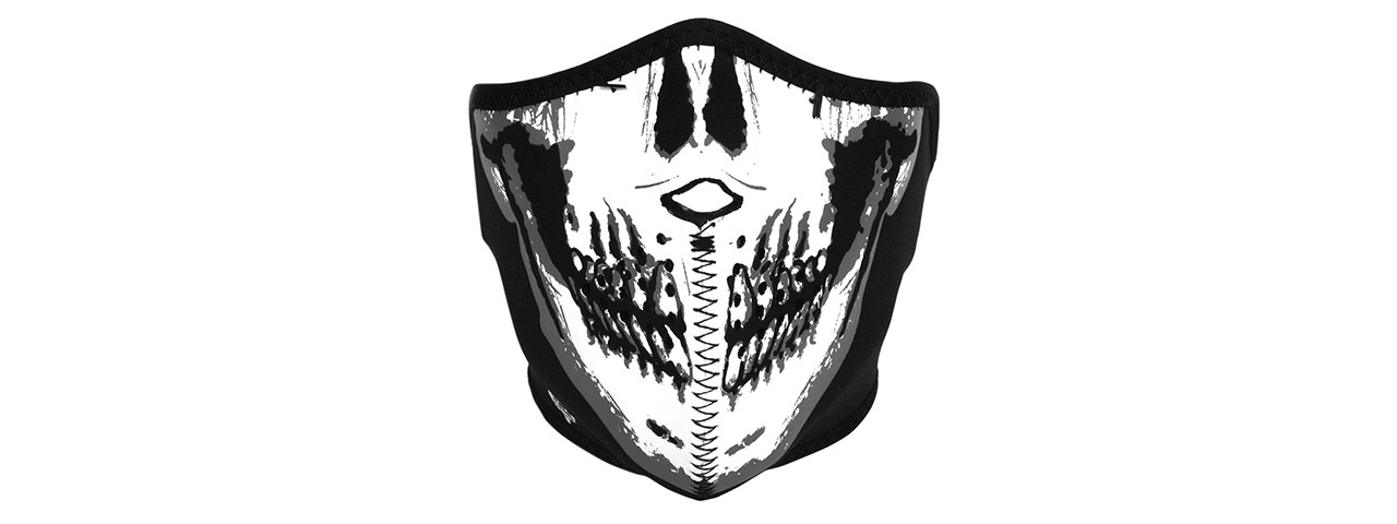 ZAN HEADGEAR AIRSOFT NEOPRENE SKULL LOWER FACE MASK - BLACK & WHITE - Click Image to Close