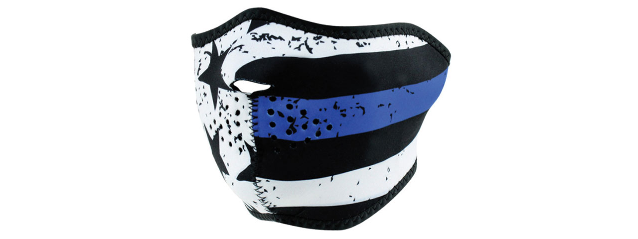 ZANHEADGEAR AIRSOFT TACTICAL BLUE LINE MOTLEY HALF FACE MASK - BLACK - Click Image to Close