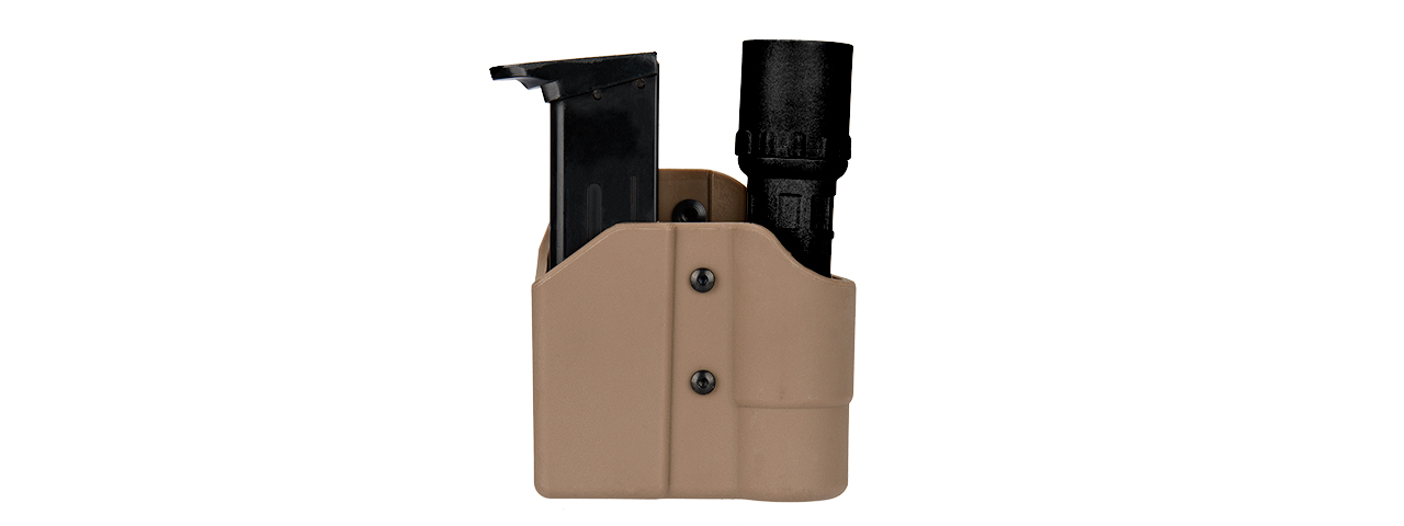 CA-1238T TACTICAL POLYMER PISTOL MAG AND FLASHLIGHT CARRIER (TAN) - Click Image to Close