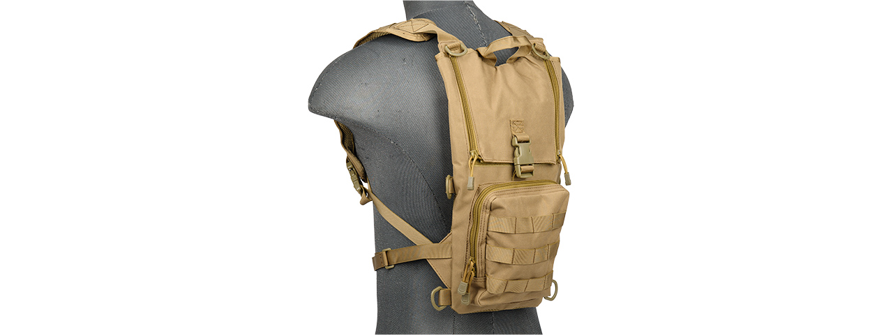 CA-321TN 1000D NYLON LIGHTWEIGHT HYDRATION BACKPACK (TAN) - Click Image to Close
