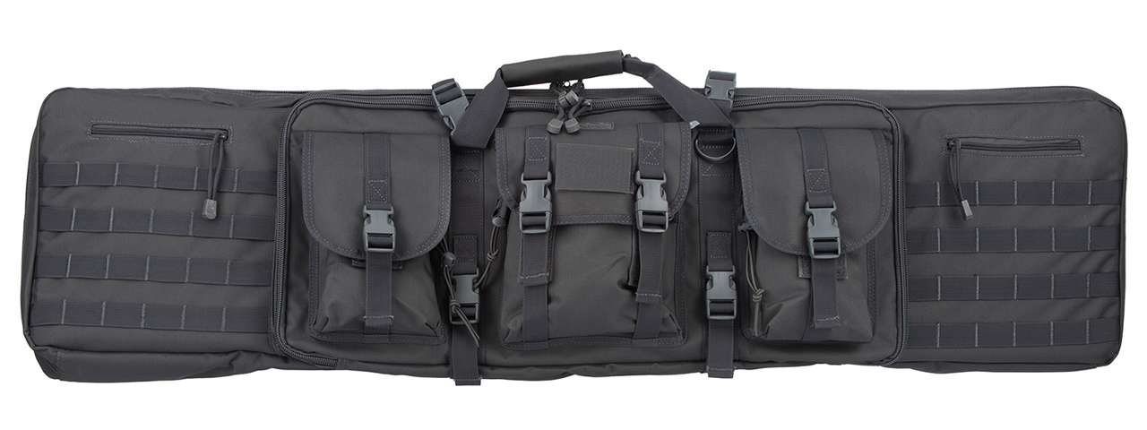 LANCER TACTICAL 48" DOUBLE GUN BAG 600D PVC MOLLE BELT RIFLE BAG (GRAY) - Click Image to Close