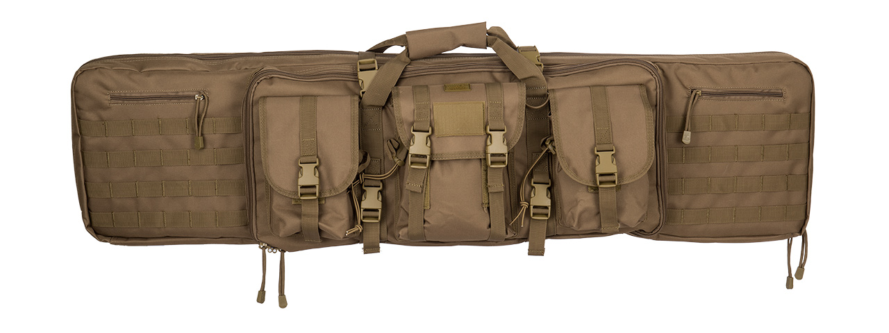 CA-340K 48" DOUBLE GUN BAG 600D PVC MOLLE BELT RIFLE BAG (KAHKI) - Click Image to Close