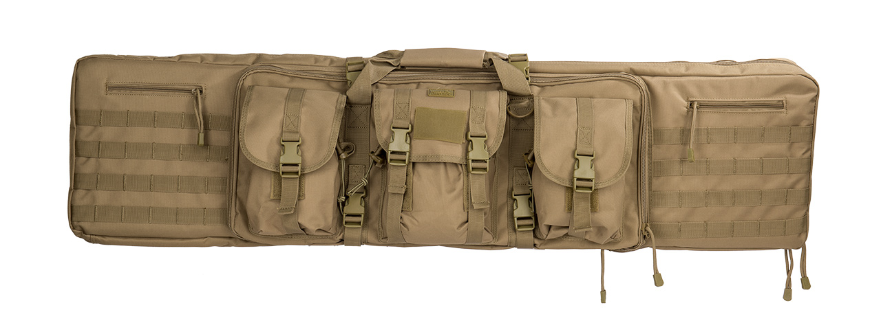 LANCER TACTICAL 48" DOUBLE GUN BAG 600D PVC MOLLE BELT RIFLE BAG (TAN) - Click Image to Close