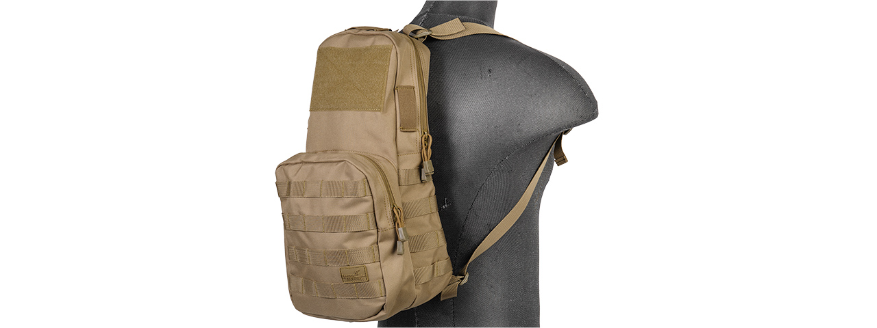 Lancer Tactical 1000D Nylon Airsoft Molle Hydration Backpack (Color: Tan) - Click Image to Close
