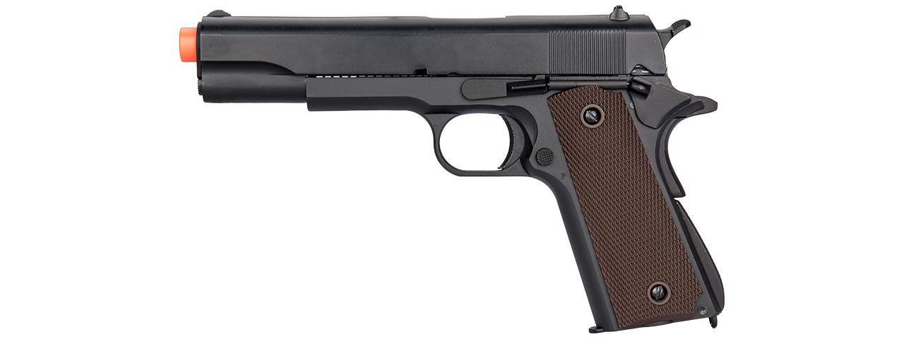 Double Bell M1911 GBB Airsoft Pistol Type 1 - Low Velocity (Black) - Click Image to Close