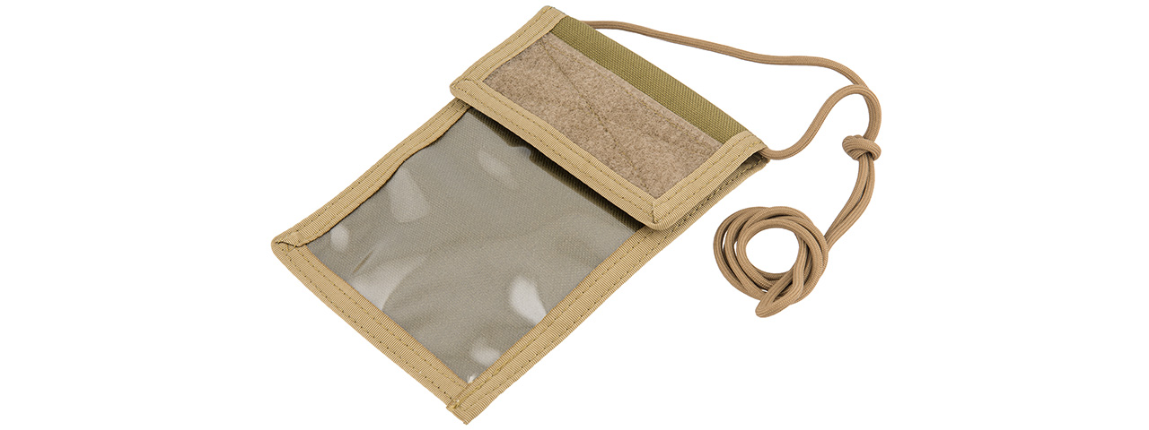 FY-BGA03KH NECK IDENTIFICATION STORAGE WALLET (KHAKI) - Click Image to Close