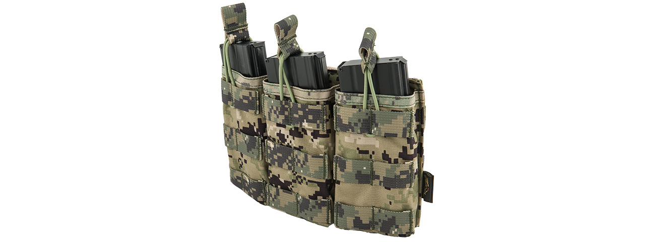 FY-PHM25R2 UNIVERSAL TRIPLE M4/M16 BUNGEE MAGAZINE POUCH (WOODLAND DIGITAL) - Click Image to Close