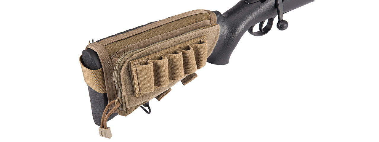 FY-PHO08CB RIFLE CHEEK REST W/ ACCESSORY POUCH (COYOTE BROWN) - Click Image to Close