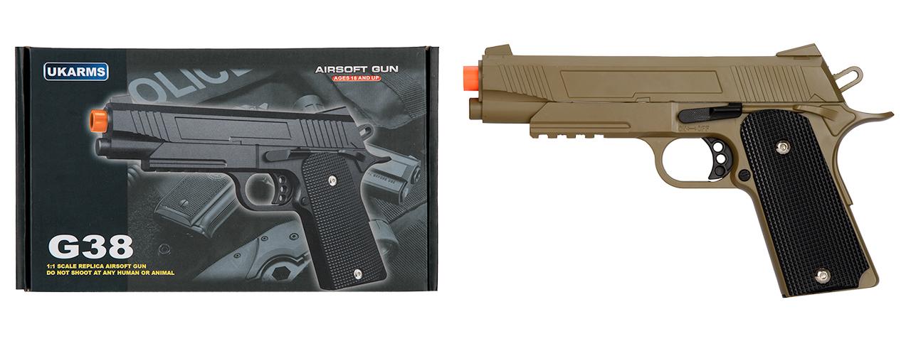 G38T Spring Powered 1911 Metal Training Pistol (Dark Earth) - Click Image to Close