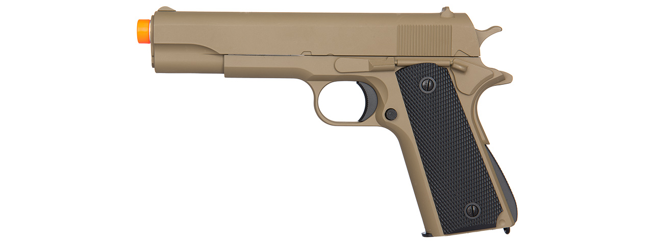 GE3003T M1911 W/ METAL SLIDE AIRSOFT SPRING PISTOL (TAN) - Click Image to Close