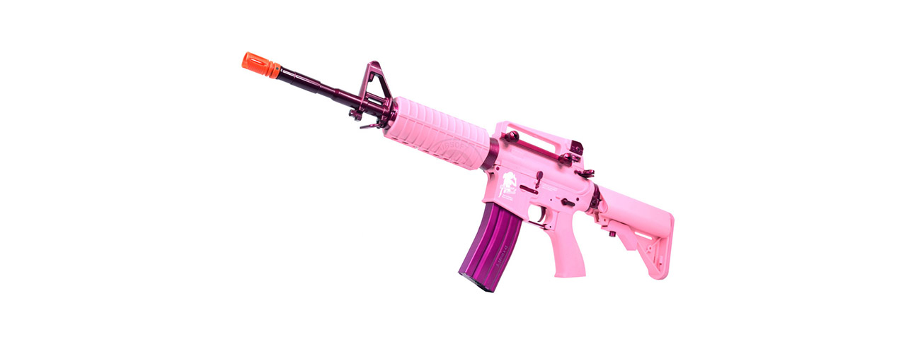 G&G M4 Carbine Femme Fatale AEG Rifle w/ Crane Stock (Color: Pink) - Click Image to Close