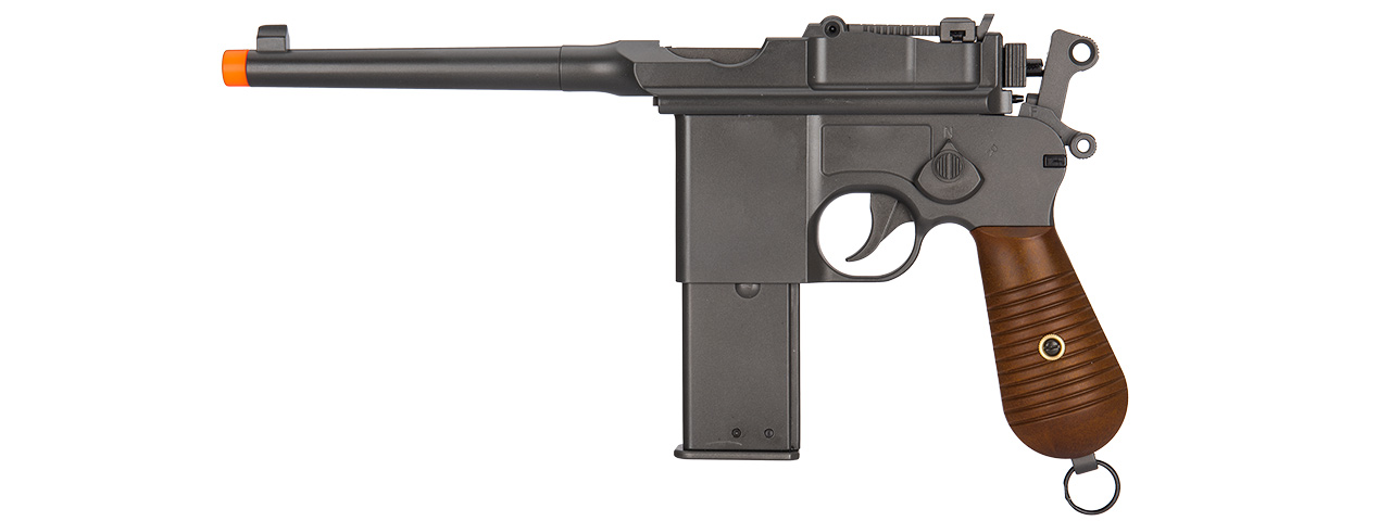 HG-196 GAS NON-BLOWBACK C96 "BOX CANNON" AIRSOFT PISTOL (BLACK) - Click Image to Close