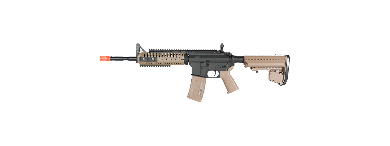 Atlas Custom Works Full Metal M4 Airsoft AEG w/ Customizable RIS (Color: Black / Tan) - Click Image to Close