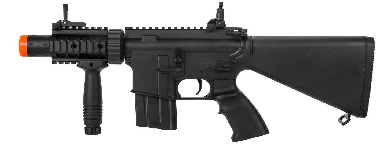 Atlas Custom Works Airsoft M4 Stubby CQB Full Metal w/ Fixed Stock RIS Grip - BLACK - Click Image to Close