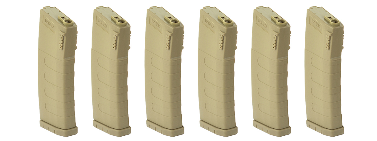 6X KWA K120 120RD M4 / M16 MID-CAP AEG RIFLE MAGAZINES - DARK EARTH - Click Image to Close