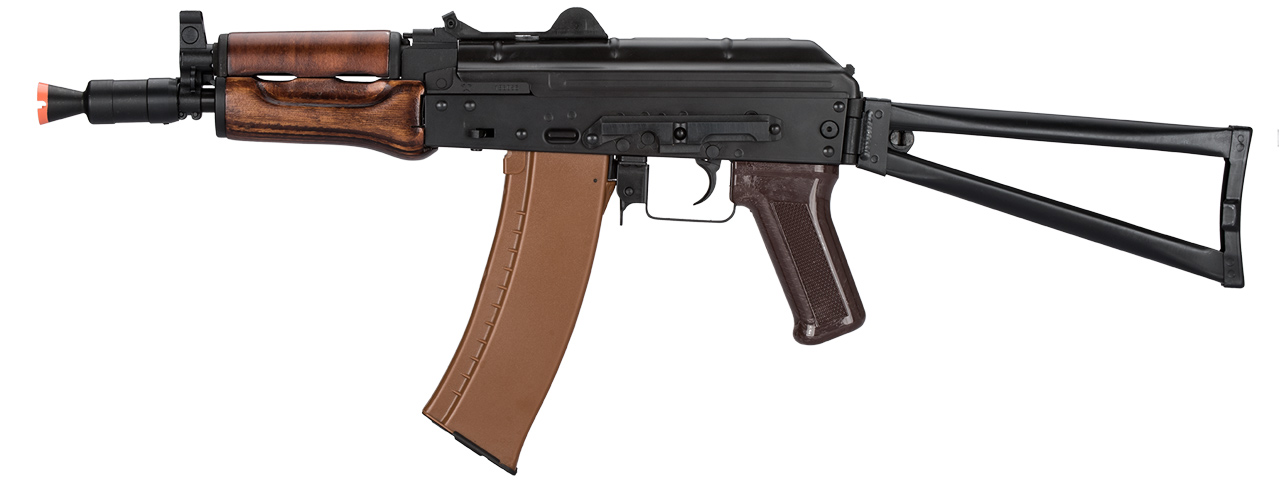 LCT AKS74U ASSAULT RIFLE AEG W/ WOOD FOREGRIP (BLK) - Click Image to Close