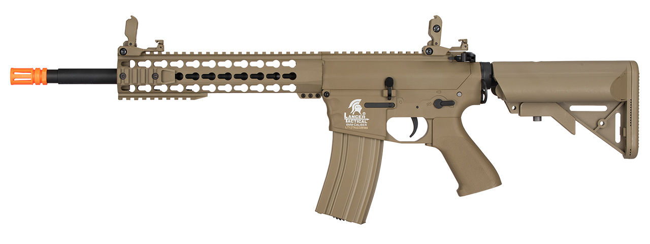 Lancer Tactical Gen 2 10" KeyMod M4 Evo Airsoft AEG Rifle - Tan (Battery and Charger Included) - Click Image to Close