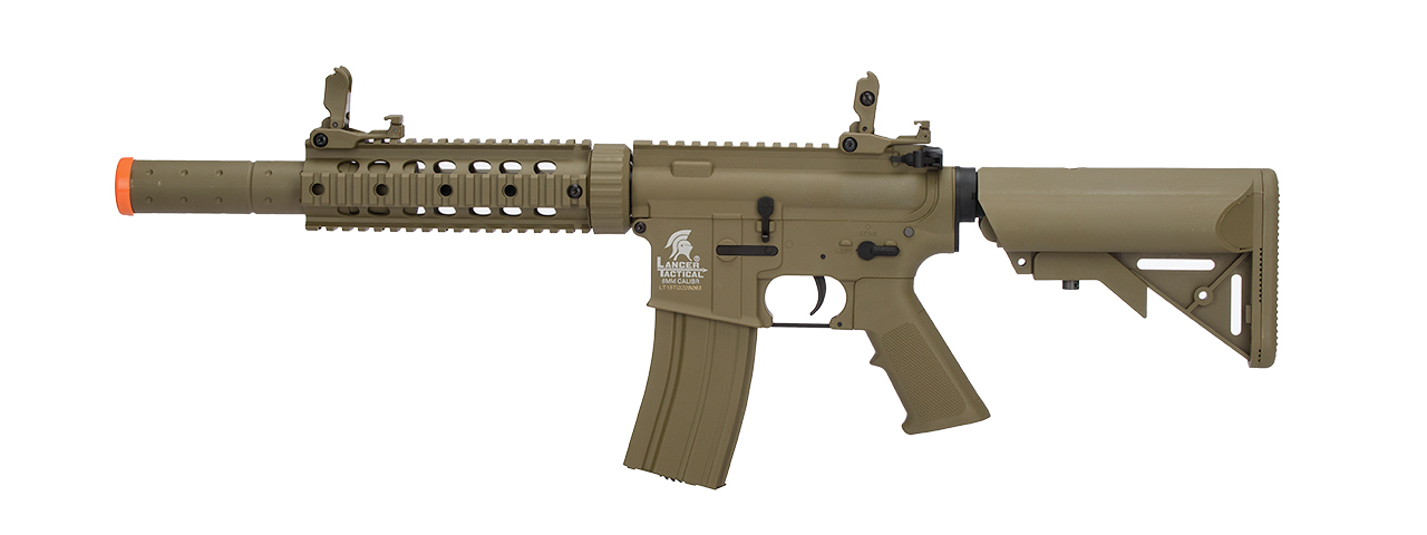 Lancer Tactical Gen 2 M4 SD Carbine Airsoft AEG Rifle with Mock Suppressor (Color: Tan) - Click Image to Close
