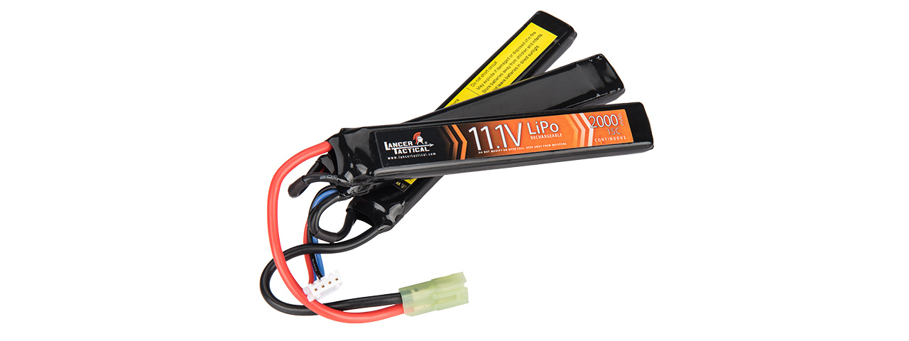 Lancer Tactical 11.1v 2000mAh 15C Triple Butterfly Lipo Battery - Click Image to Close