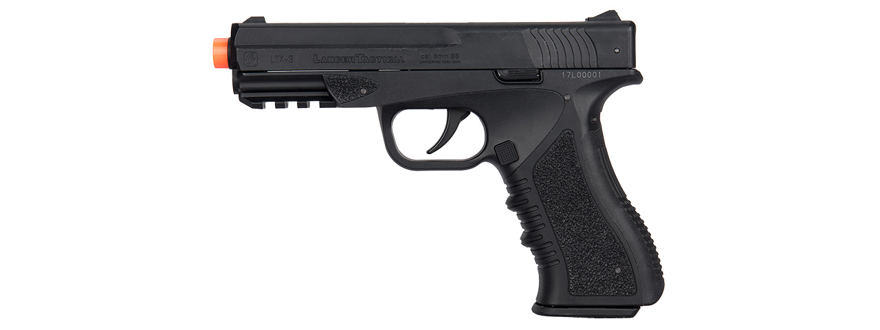 Lancer Tactical Defender LTX-3 CO2 Half-Blowback Airsoft Pistol (BLACK) - Click Image to Close