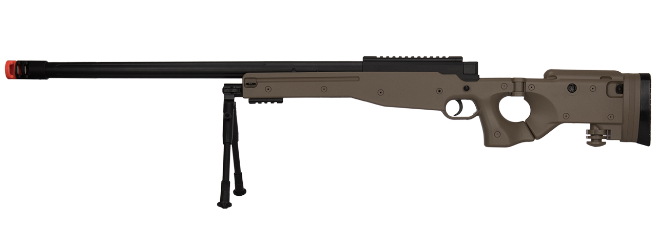 M1196T BOLT ACTION AIRSOFT SNIPER RIFLE W/ FOLDING STOCK (TAN) - Click Image to Close