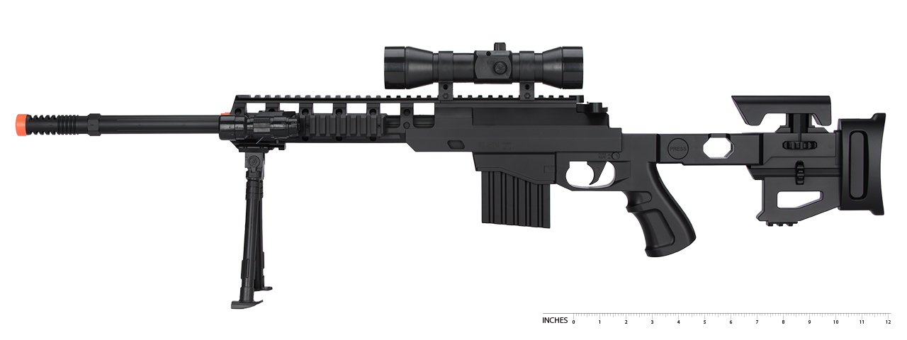 P1402 FULLY LOADED TACTICAL QUAD RIS SNIPER RIFLE (BLACK) - Click Image to Close