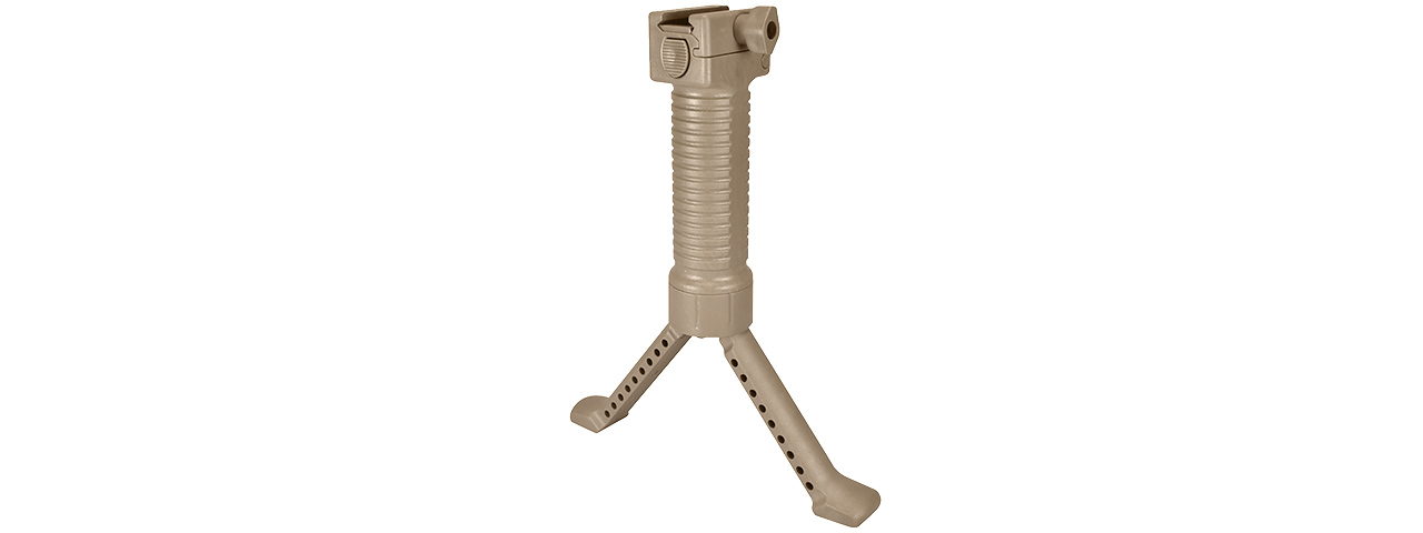 SG-01-T QUICK DEPLOY TACTICAL BIPOD FOREGRIP W/ HOLES (TAN) - Click Image to Close