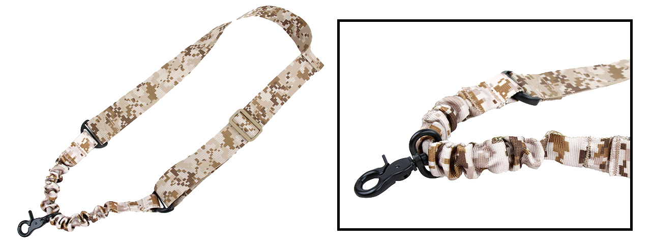 T1419-DD AIRSOFT TACTICAL ONE POINT NYLON BUNGEE SLING- DESERT DIGITAL - Click Image to Close
