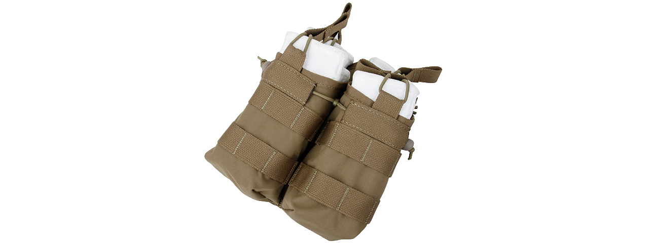AMA DOUBLE OPEN TOP MAGAZINE POUCH W/ PARACORD LACING - COYOTE BROWN - Click Image to Close