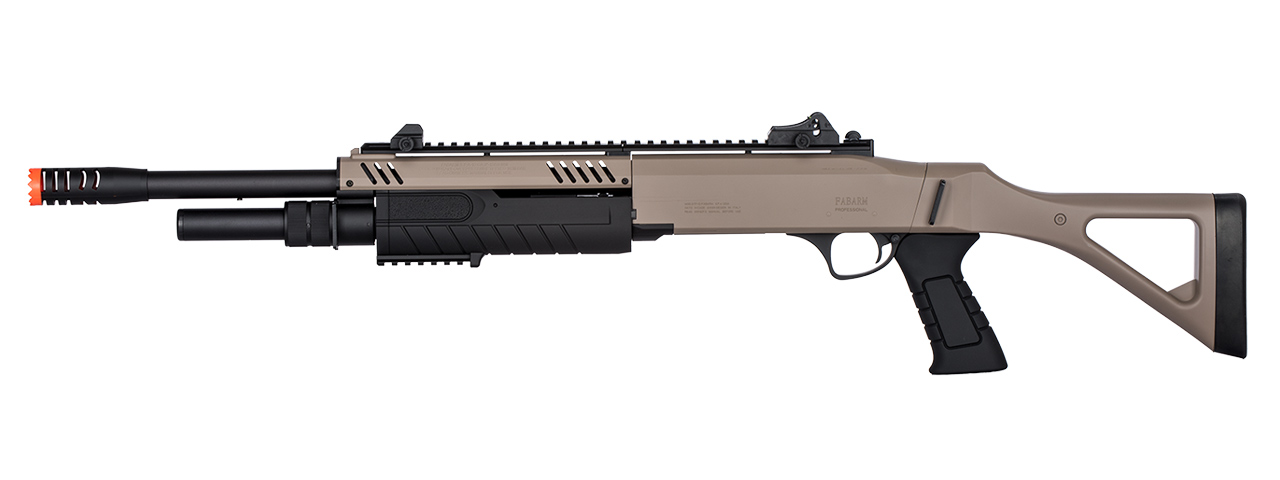 FABARM STF/12 Long Barrel Shotgun w/ Fixed Stock (DARK EARTH + BLACK) - Click Image to Close