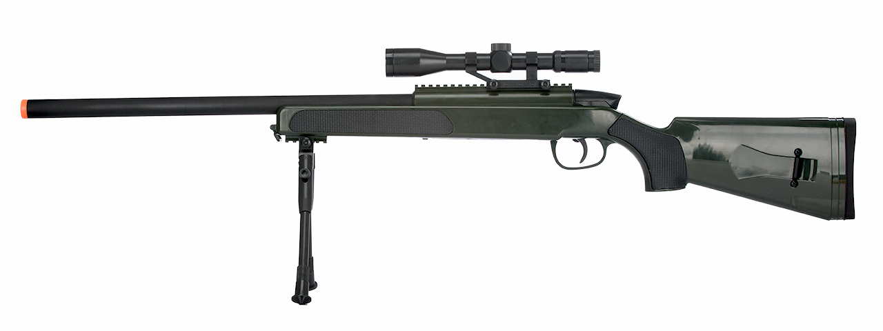 ZM51G MK51 SPRING BOLT ACTION AIRSOFT RIFLE W/ SCOPE (OD GREEN) - Click Image to Close