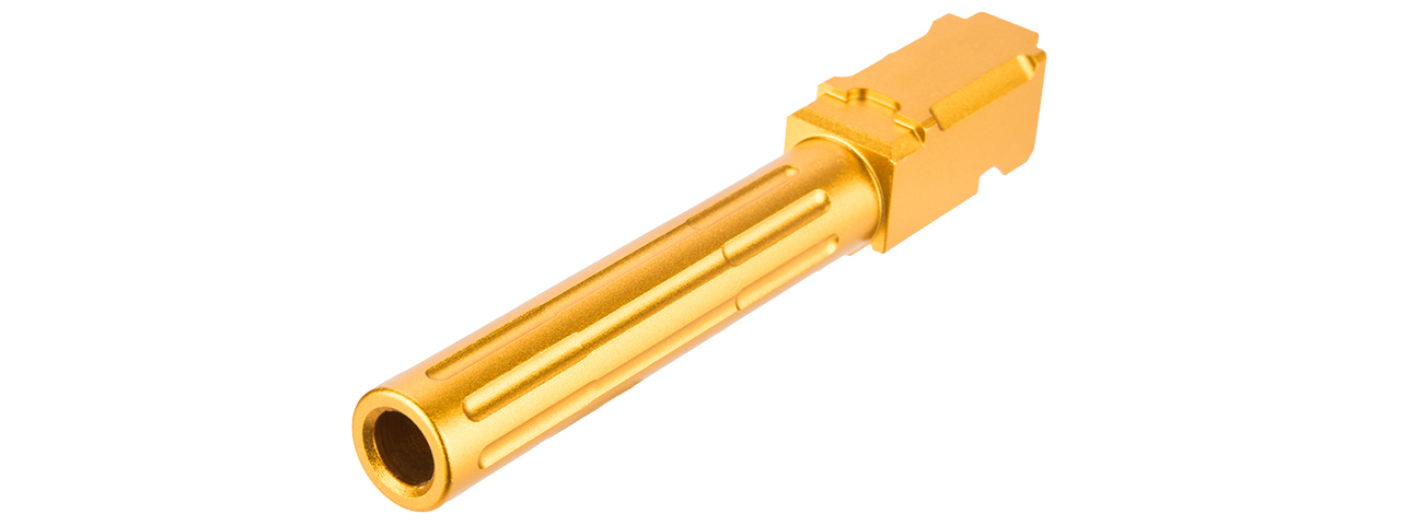 ALUMINUM FLUTED AIRSOFT OUTER BARREL FOR TM G17 SERIES (GOLD) - Click Image to Close