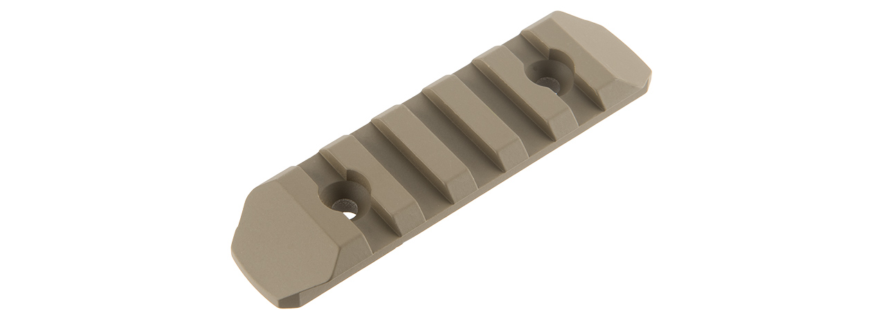 ATLAS CUSTOM WORKS 5-SLOT FULL METAL KEYMOD PICATINNY RAIL SEGMENT (TAN) - Click Image to Close