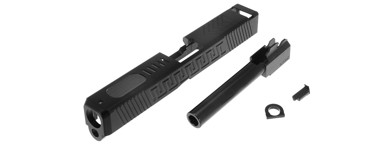 ATLAS CUSTOM WORKS CNC SLIDE AND BARREL KIT FOR TM G17 GBB PISTOLS (TYPE 3) (BLACK) - Click Image to Close