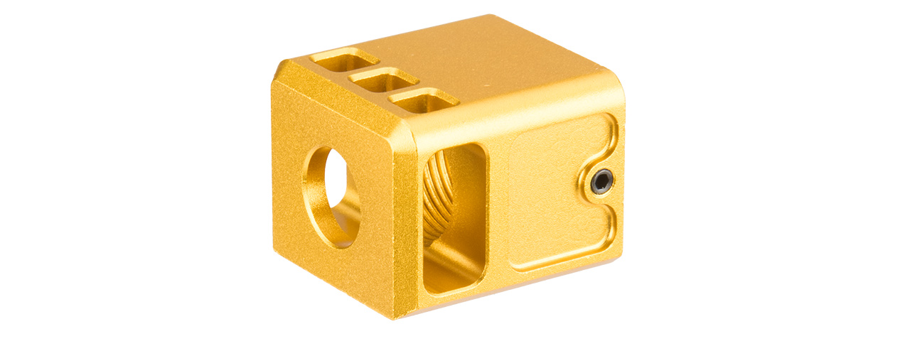 ATLAS CUSTOM WORKS -14MM CCW AIRSOFT STUBBY COMPENSATOR FOR G SERIES GBB PISTOLS (GOLD) - Click Image to Close