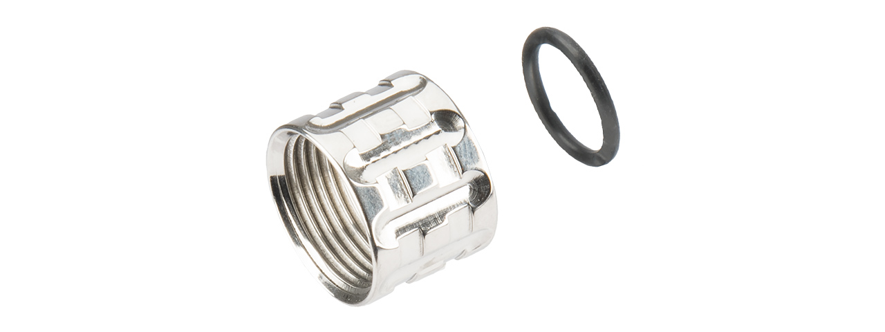 ATLAS CUSTOM WORKS PILLAR FULL METAL -14MM THREAD PROTECTOR (SILVER) - Click Image to Close