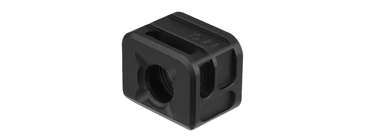 ATLAS CUSTOM WORKS [14MM] CCW AIRSOFT X-OUT "S" COMPENSATOR FOR G SERIES GBB PISTOLS (BLACK) - Click Image to Close