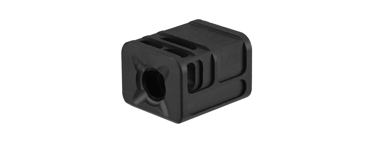 ATLAS CUSTOM WORKS [14MM] CCW AIRSOFT X-OUT "L" COMPENSATOR FOR G SERIES GBB PISTOLS (BLACK) - Click Image to Close