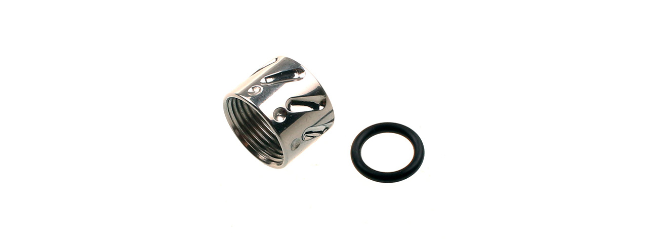 ATLAS CUSTOM WORKS ANGLES/DIPS FULL METAL -14MM THREAD PROTECTOR (SILVER) - Click Image to Close