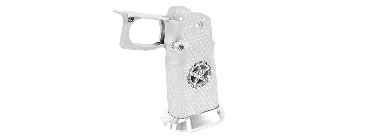 AIRSOFT MASTERPIECE ALUMINUM GRIP FOR HI-CAPA AIRSOFT PISTOLS TEXAS RANGERS TYPE 5 (SILVER) - Click Image to Close