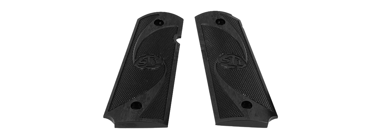 AIRSOFT MASTERPIECE ALUMINUM AIRSOFT 1911 TYPE 2 PISTOL GRIP PLATES (BLACK) - Click Image to Close