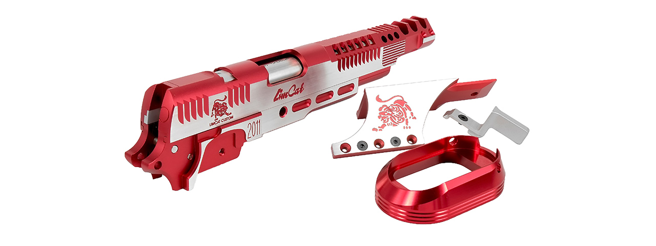 AIRSOFT MASTERPIECE LIMCAT STEELCAT OPEN SLIDE KIT SET FOR HI-CAPA (RED) - Click Image to Close
