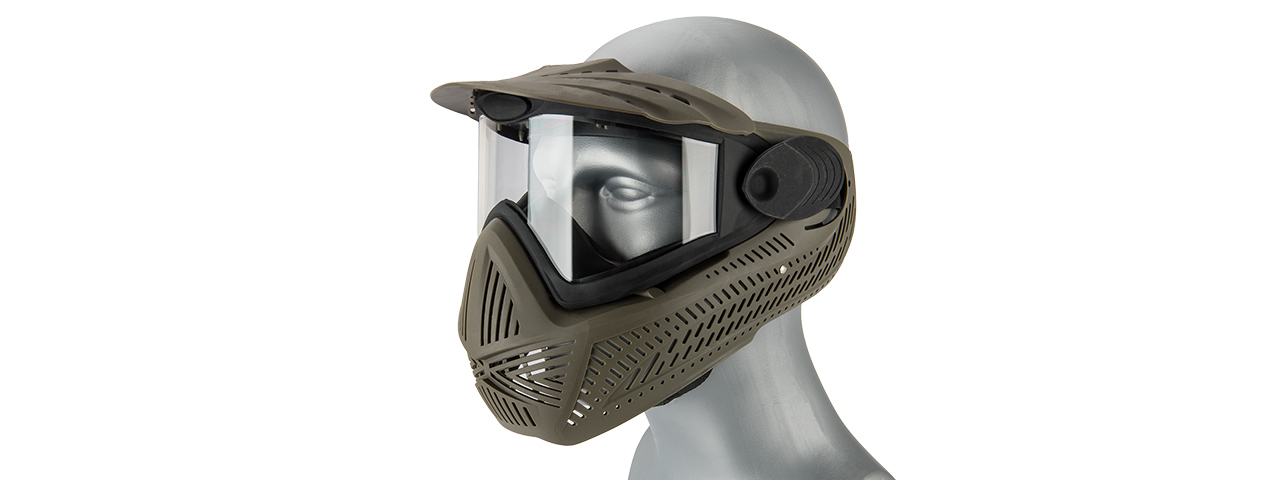 FULL FACE AIRSOFT MASK W/ A FULL ADJUSTABLE STRAP (OD GREEN) - Click Image to Close