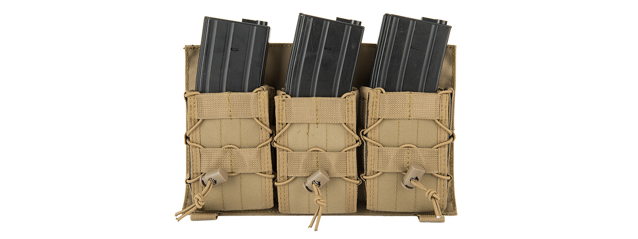 LANCER TACTICAL ADAPTIVE HOOK AND LOOP TRIPLE AR MAG POUCH (TAN) - Click Image to Close