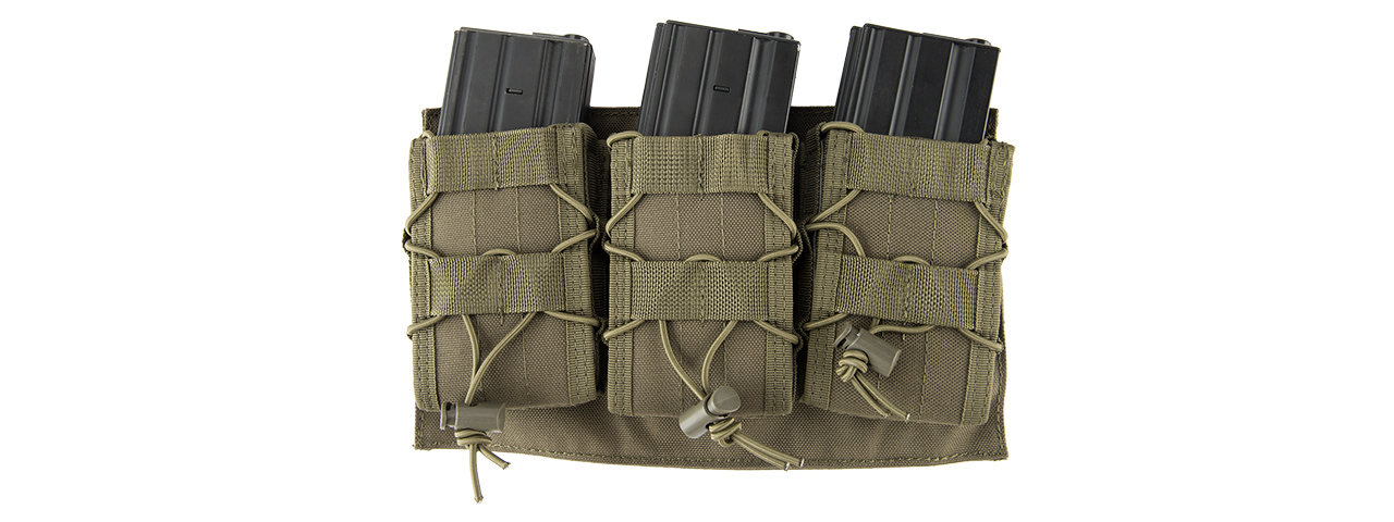 LANCER TACTICAL 1000D NYLON MOLLE TRIPLE AR MAG POUCH (OD GREEN) - Click Image to Close