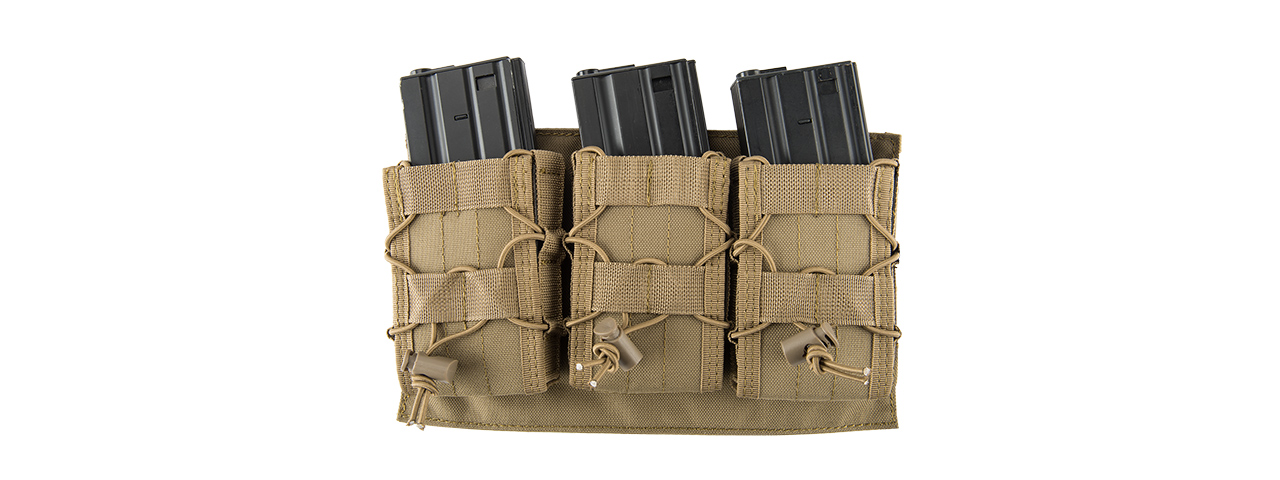 LANCER TACTICAL 1000D NYLON MOLLE TRIPLE AR MAG POUCH (TAN) - Click Image to Close