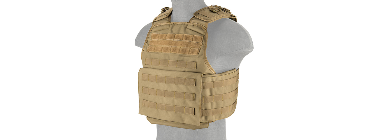 LANCER TACTICAL BATTLE 1000D NYLON MOLLE PLATE CARRIER (TAN) - Click Image to Close