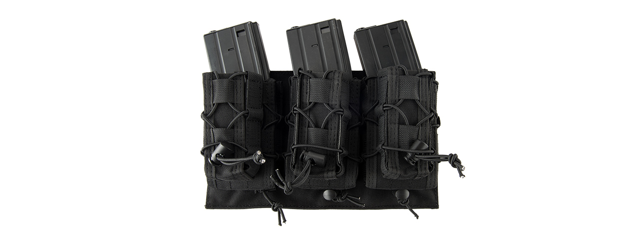 LANCER TACTICAL 1000D NYLON MOLLE 2-IN-1 TRIPLE M4/PISTOL MAG POUCH (BLACK) - Click Image to Close