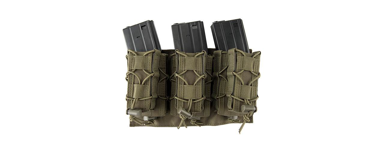 LANCER TACTICAL 1000D NYLON MOLLE 2-IN-1 TRIPLE M4/PISTOL MAG POUCH (OD GREEN) - Click Image to Close